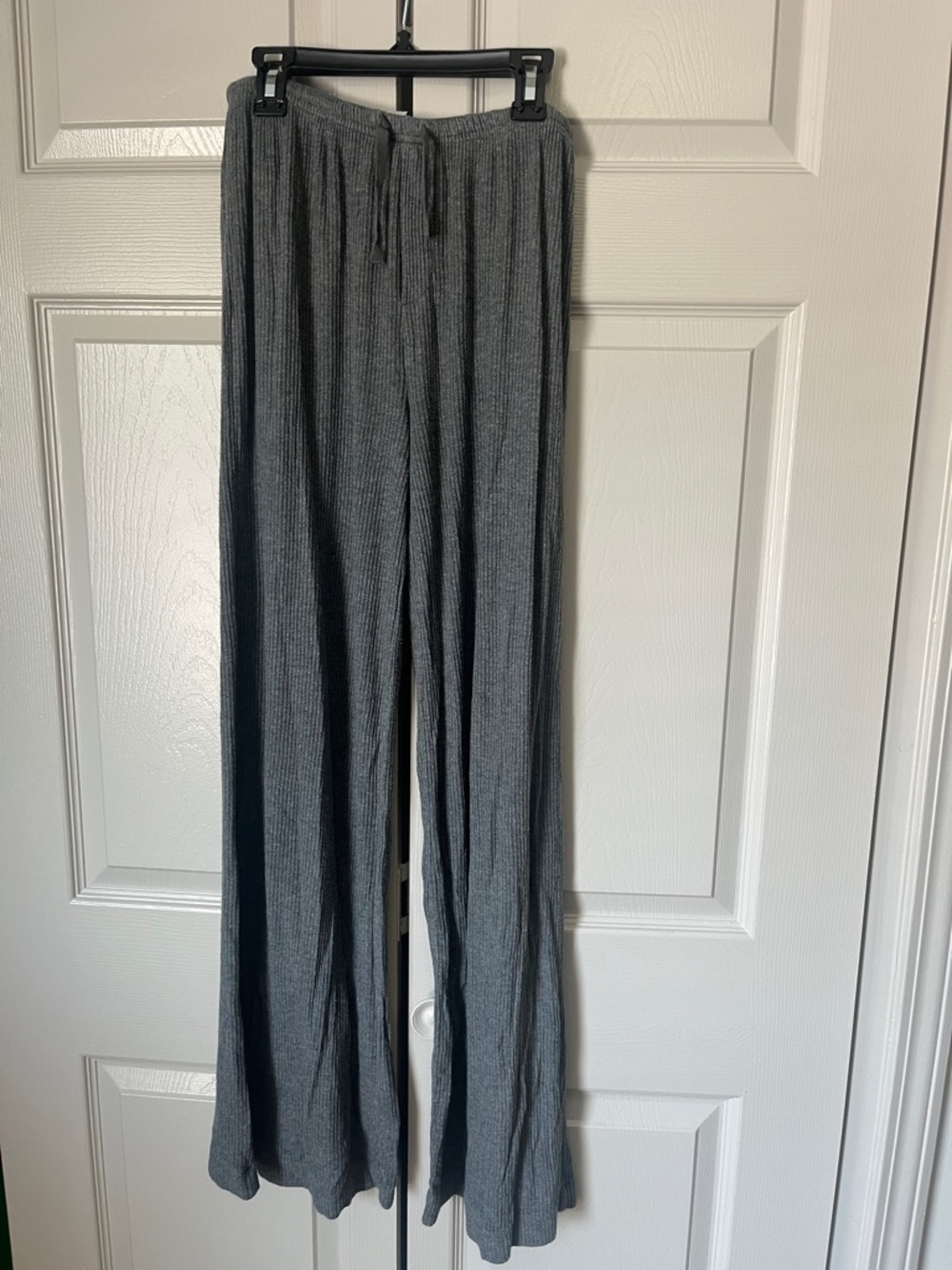 Auden Gray Ribbed Wide-Leg Pajama Pants